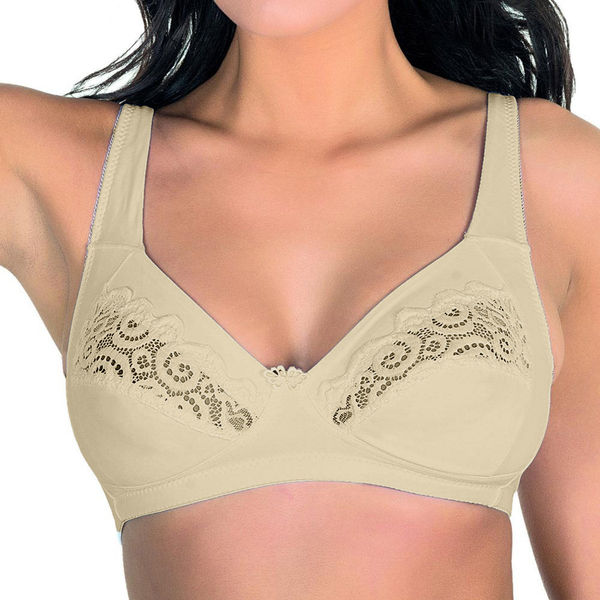 Reggiseno Aris Lucia in Microfibra Inserti in Pizzo Senza Ferretto Coppa C
